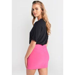 TOBI MISS ME PINK ASYMMETRIC MINI SKIRT Size M NWT MRSP 56 with flaw